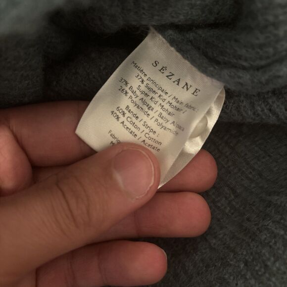 La Maille Sezane Gaspard Cardigan - Kid Mohair Alpaca - Knit Button Down S Teal - Picture 4 of 7